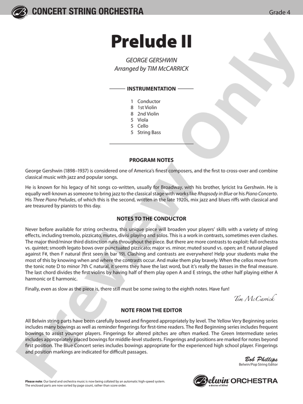 Prelude II - String Orchestra Conductor Score & Parts (Digital Download)