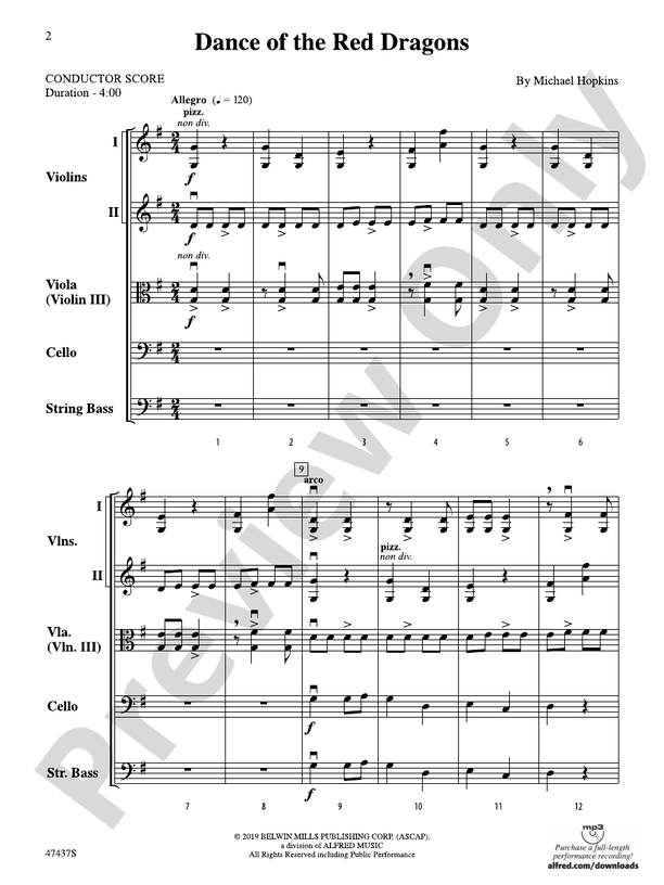 Dance of the Red Dragons - String Orchestra Conductor Score & Parts (Digital Download)