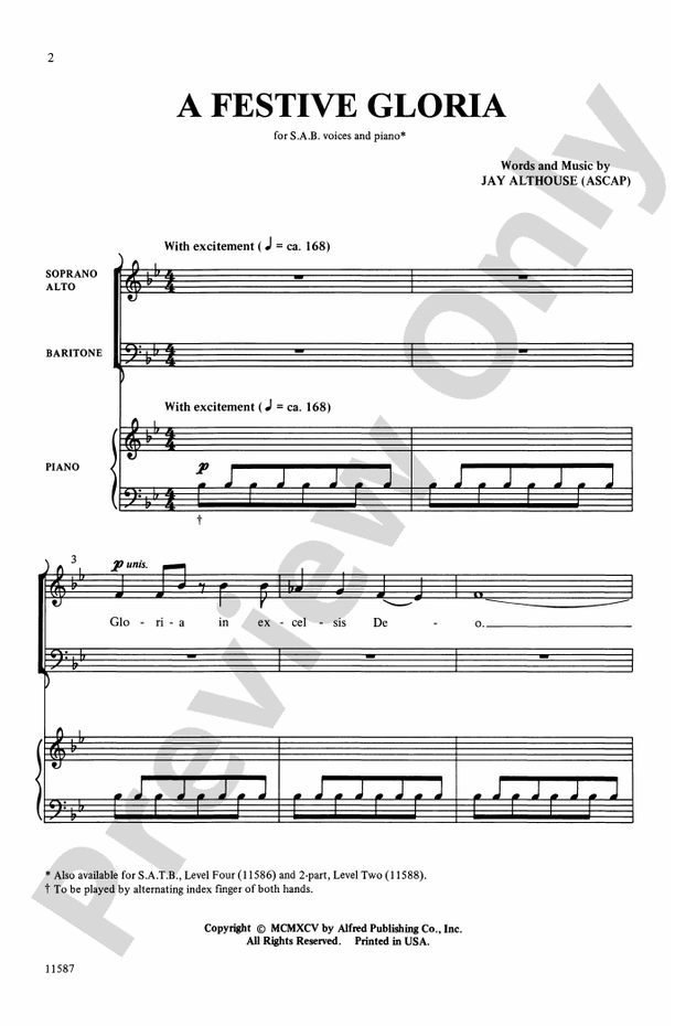 A Festive Gloria - Jay Althouse - SAB Choral Octavo (Digital Download)