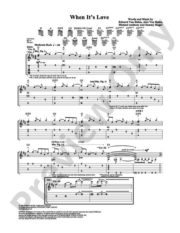 When It's Love - Guitar TAB (Digital Download)