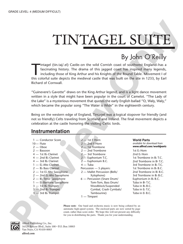 Tintagel Suite - Concert Band Conductor Score & Parts (Digital Download)