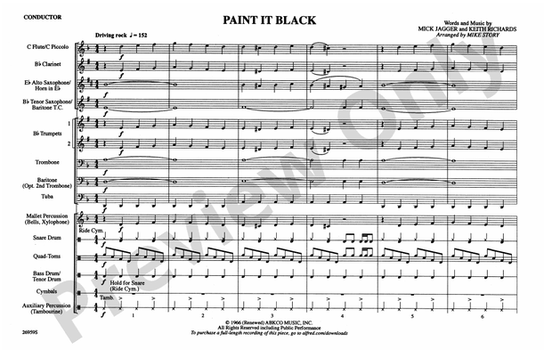 Paint It Black (Arr. Mike Story) – Marching Band Conductor Score & Parts (Digital Download)
