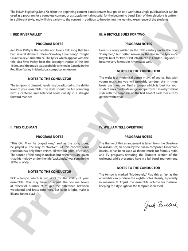 Belwin Beginning Band Kit #6 - Concert Band Conductor Score & Parts (Digital Download)