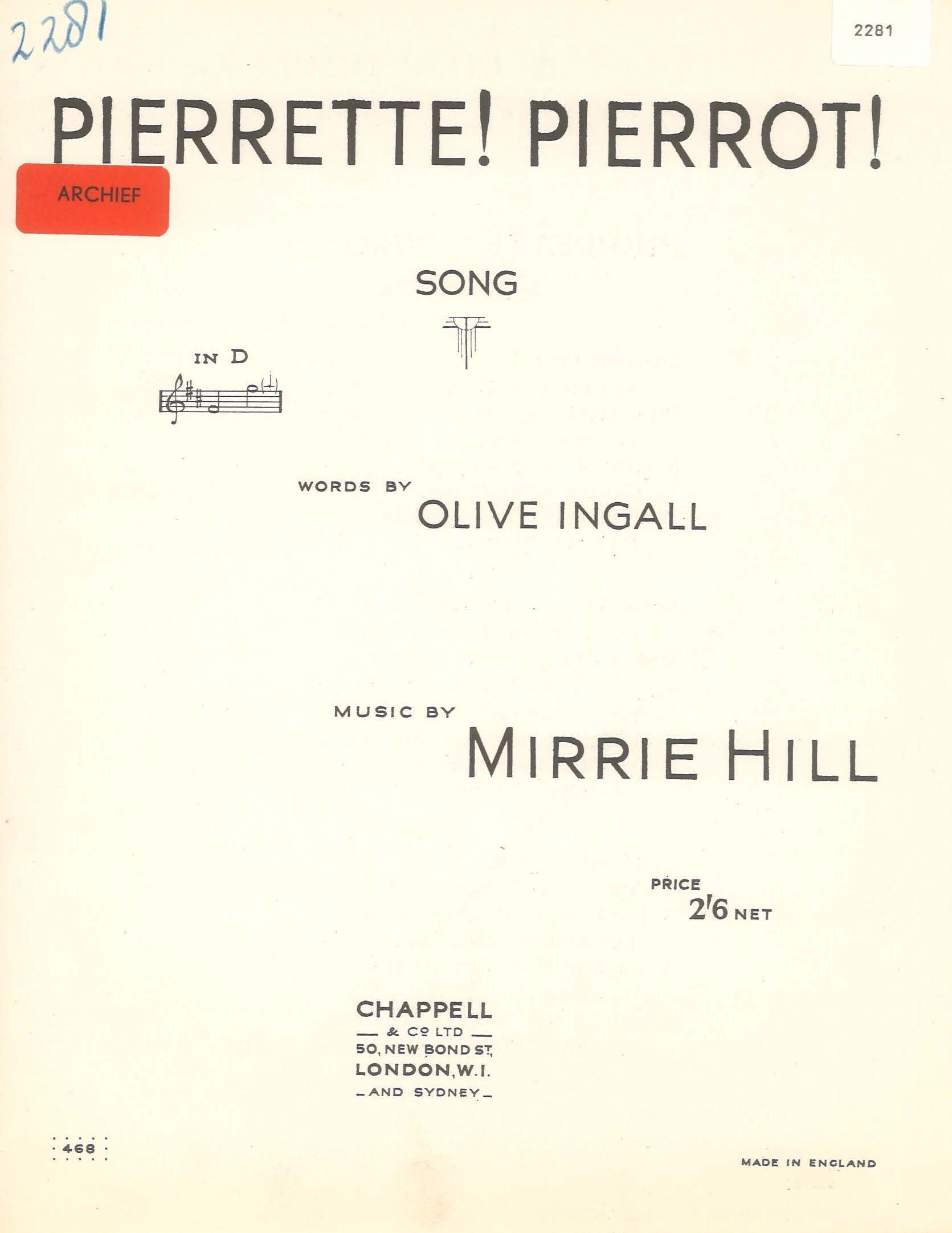 Pierrette ! Pierrot ! - Vocal/Piano (Digital Download)