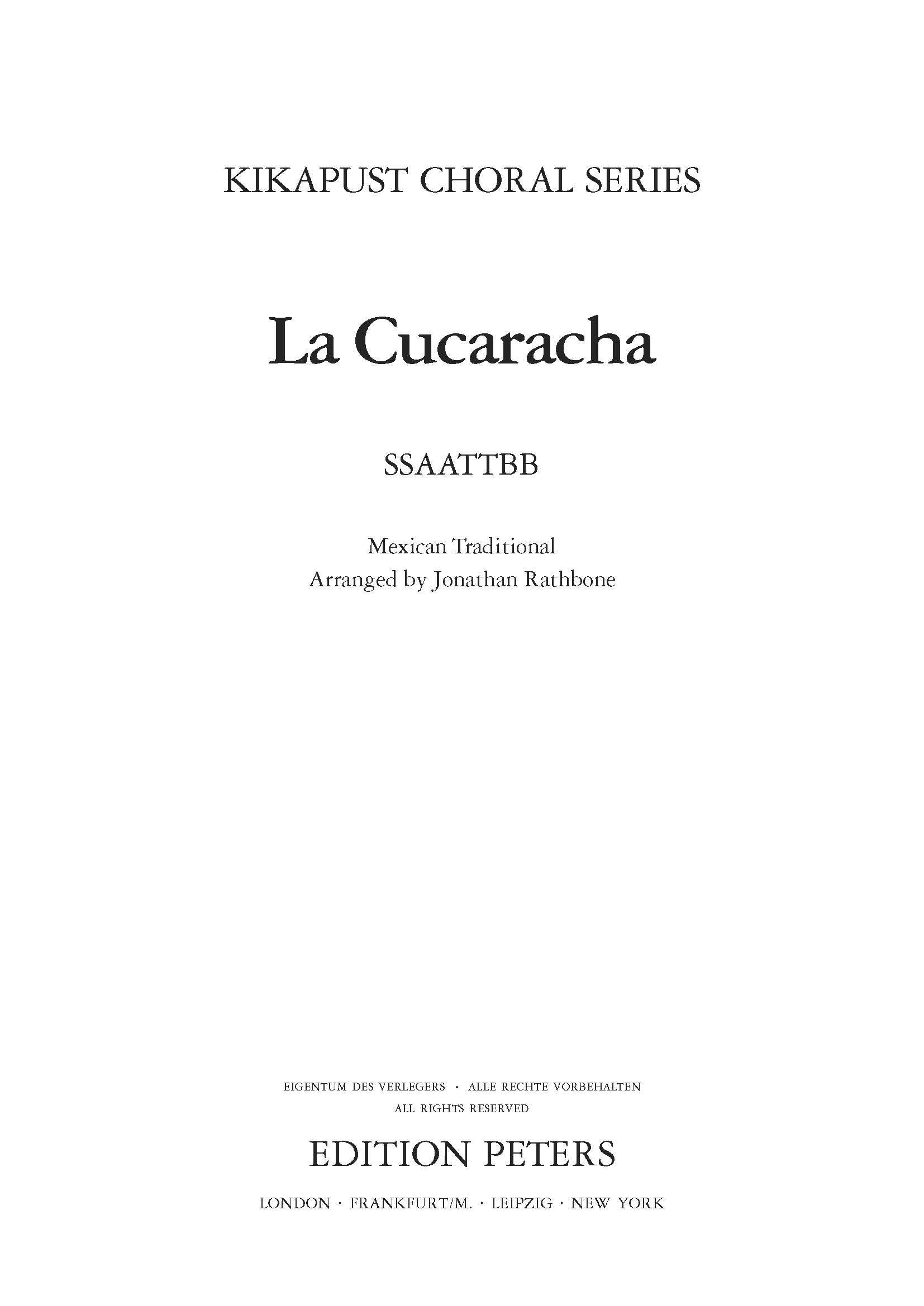 La Cucaracha (EP77035) - SATB Choral Octavo (Digital Download)