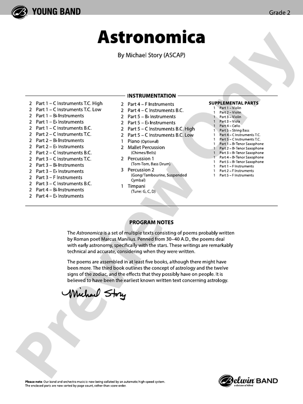 Astronomica - DSM-PK-0008209 - Concert Band Conductor Score & Parts (Digital Download)