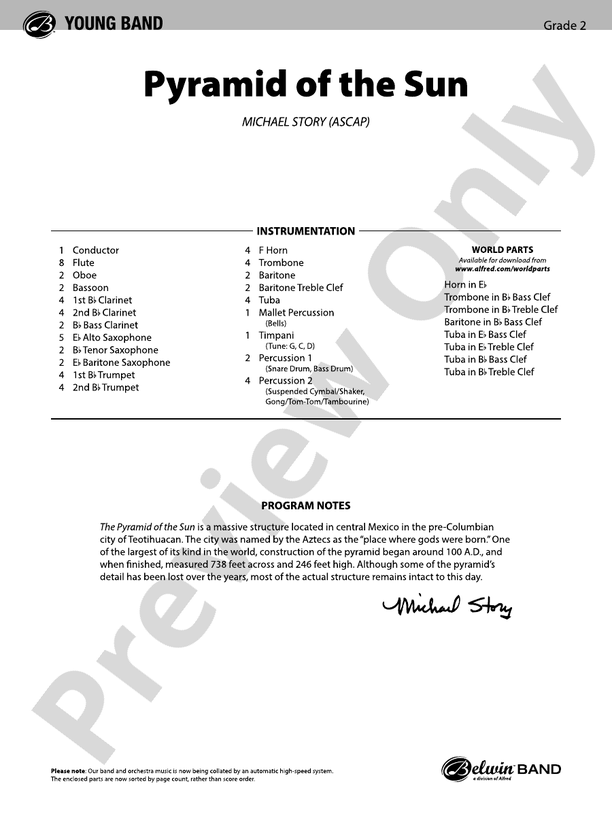 Pyramid of the Sun - Concert Band Conductor Score & Parts (Digital Download)