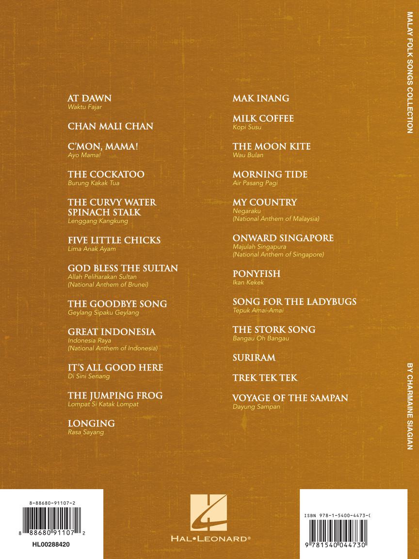 Malay Folk Songs Collection - 24 Traditional Folk Song For Intermediate Piano Solo - Hal Leonard