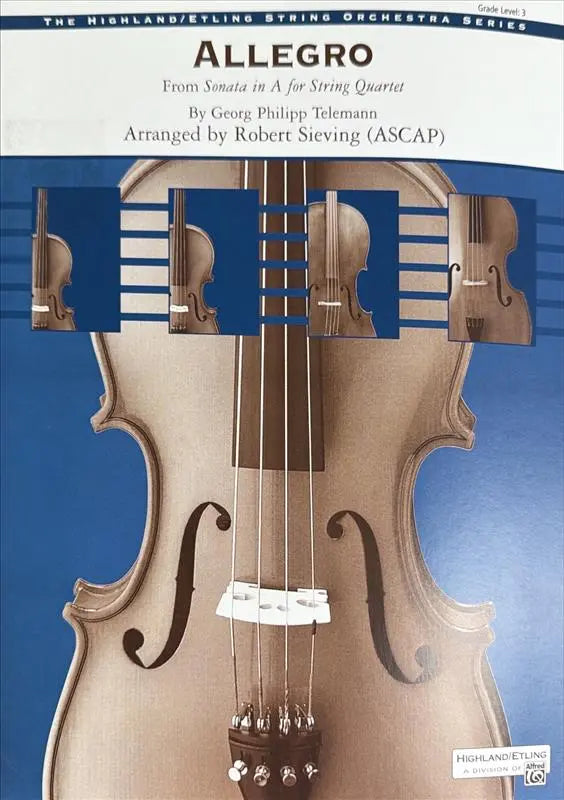 Telemann Allegro (Sonata in Amaj for String Quartet) String Orchestra Grade 3 Score/Parts arranged by Sieving