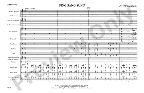 Sing Sang Sung – Marching Band Conductor Score & Parts (Digital Download)