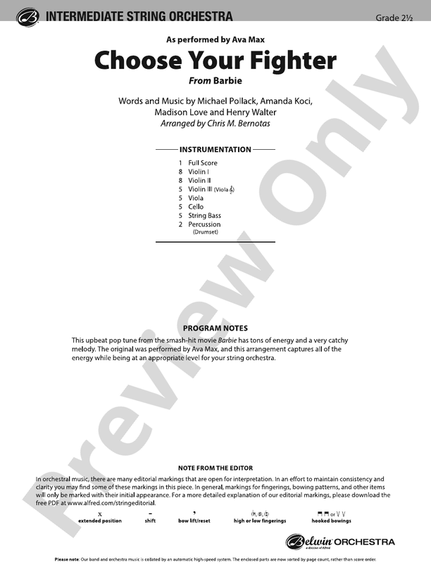 Choose Your Fighter – String Orchestra Conductor Score & Parts