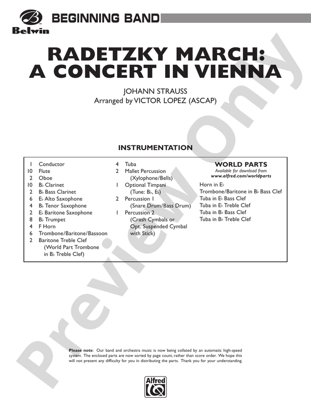 Radetzky March: A Concert in Vienna - Concert Band Conductor Score & Parts (Digital Download)
