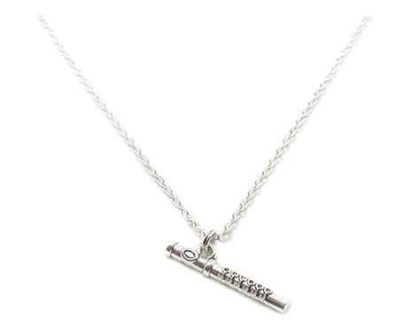 Silver Flute Pendant and Necklace