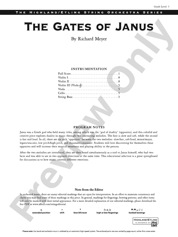 The Gates of Janus - String Orchestra Conductor Score & Parts (Digital Download)