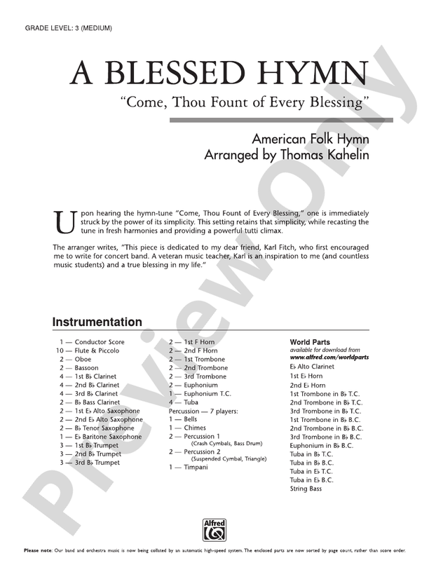 A Blessed Hymn - Concert Band Conductor Score & Parts (Digital Download)