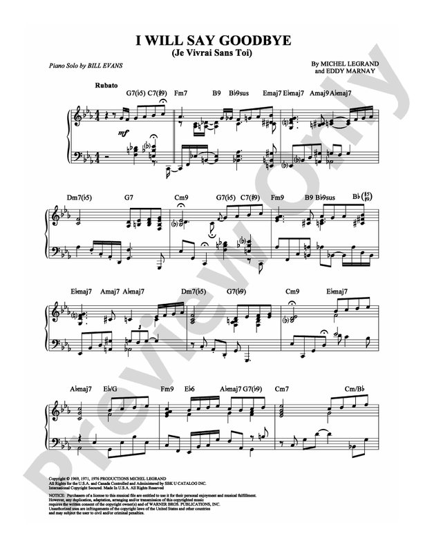 I Will Say Goodbye - Piano (Digital Download)