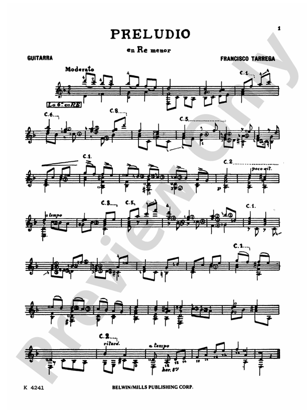 Tarrega: Album of Selected Works - Guitar (Digital Download)