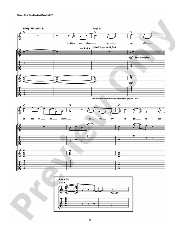 New York Blackout - Guitar TAB (Digital Download)