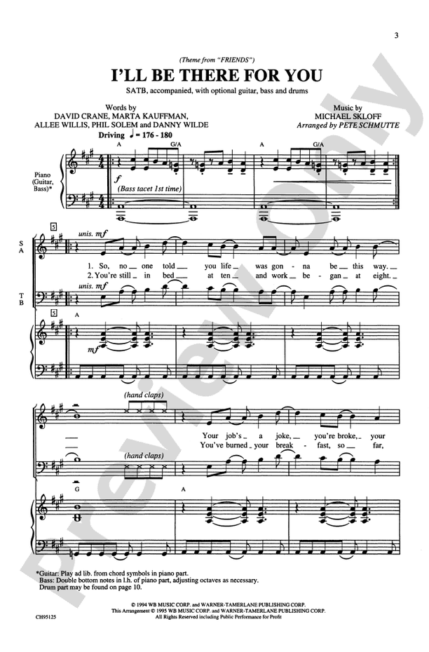 I'll Be There for You (Theme from "Friends") – SATB Choral Octavo - Digital Sheet Music Download (Digital Download)