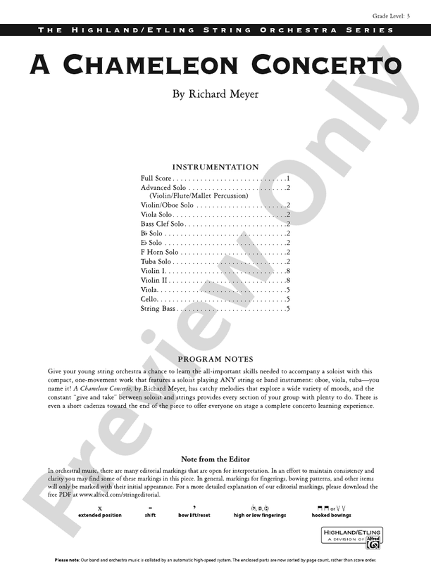 A Chameleon Concerto - String Orchestra Conductor Score & Parts (Digital Download)
