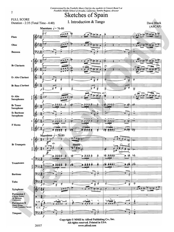 Sketches of Spain - Concert Band Conductor Score & Parts (Digital Download)