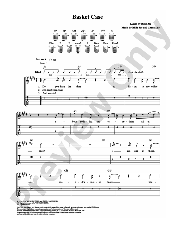 Basket Case - Easy Guitar (Digital Download)