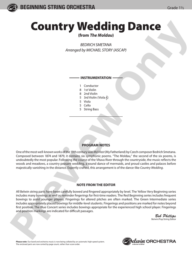 Country Wedding Dance (from The Moldau) – String Orchestra Conductor Score & Parts (Digital Download)