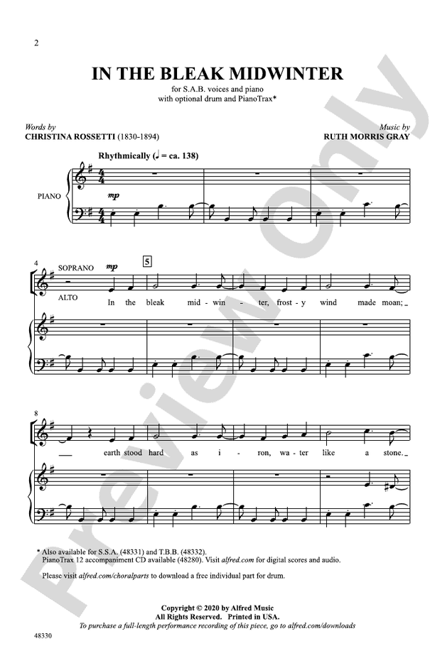 In the Bleak Midwinter – SAB Choral Octavo (Digital Download)