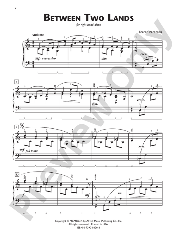 Between Two Lands (for right hand alone) - Piano Solo (Digital Download)