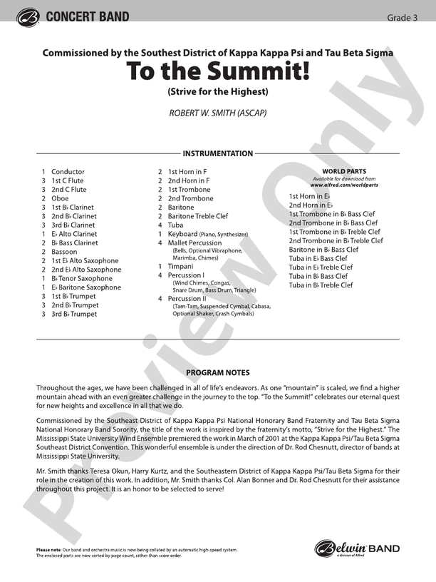 To the Summit! (Strive for the Highest) - Concert Band Conductor Score & Parts (Digital Download)