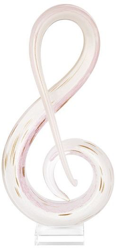 Treble Clef Glass Sculpture Pink 36cm x 17cm
