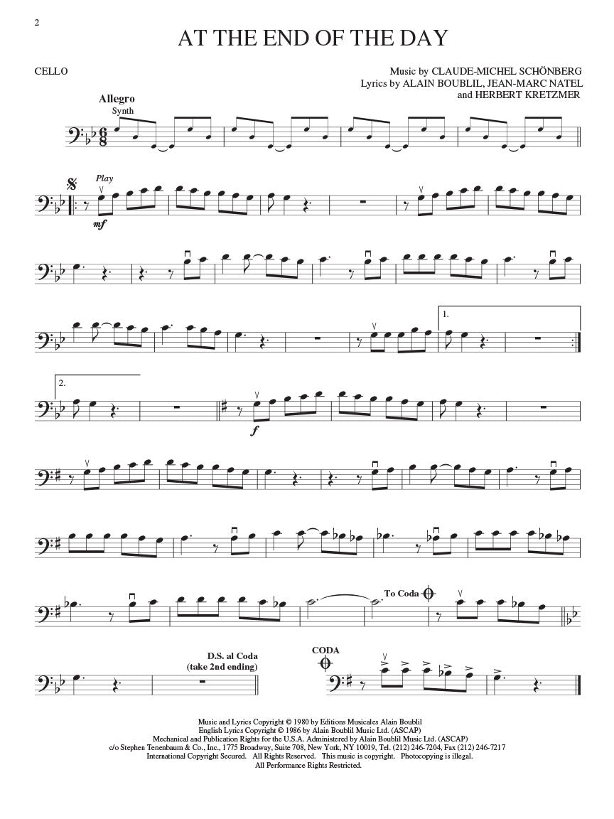 LES MISERABLES CELLO BK/OLA - Hal Leonard HL00842301