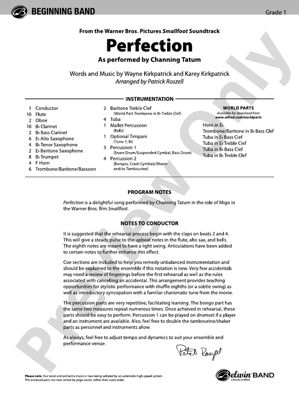 Perfection - Concert Band Conductor Score & Parts (Digital Download)