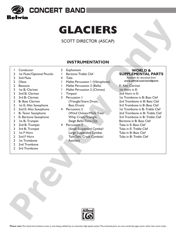 Glaciers - Concert Band Conductor Score & Parts (Digital Download)