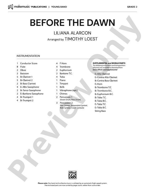 Before the Dawn – Concert Band Conductor Score & Parts (Digital Download)