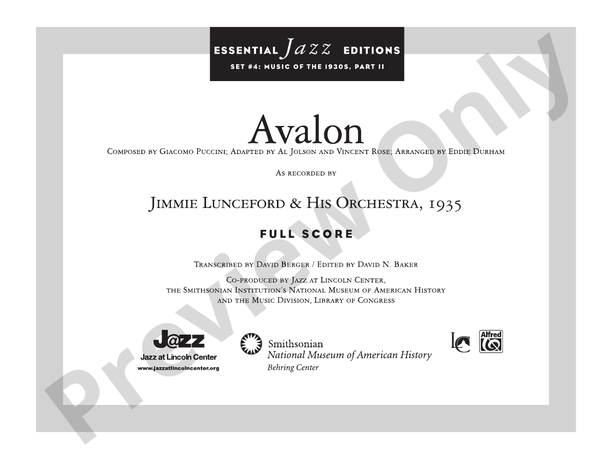 Avalon - Jazz Ensemble Conductor Score & Parts (Digital Download)