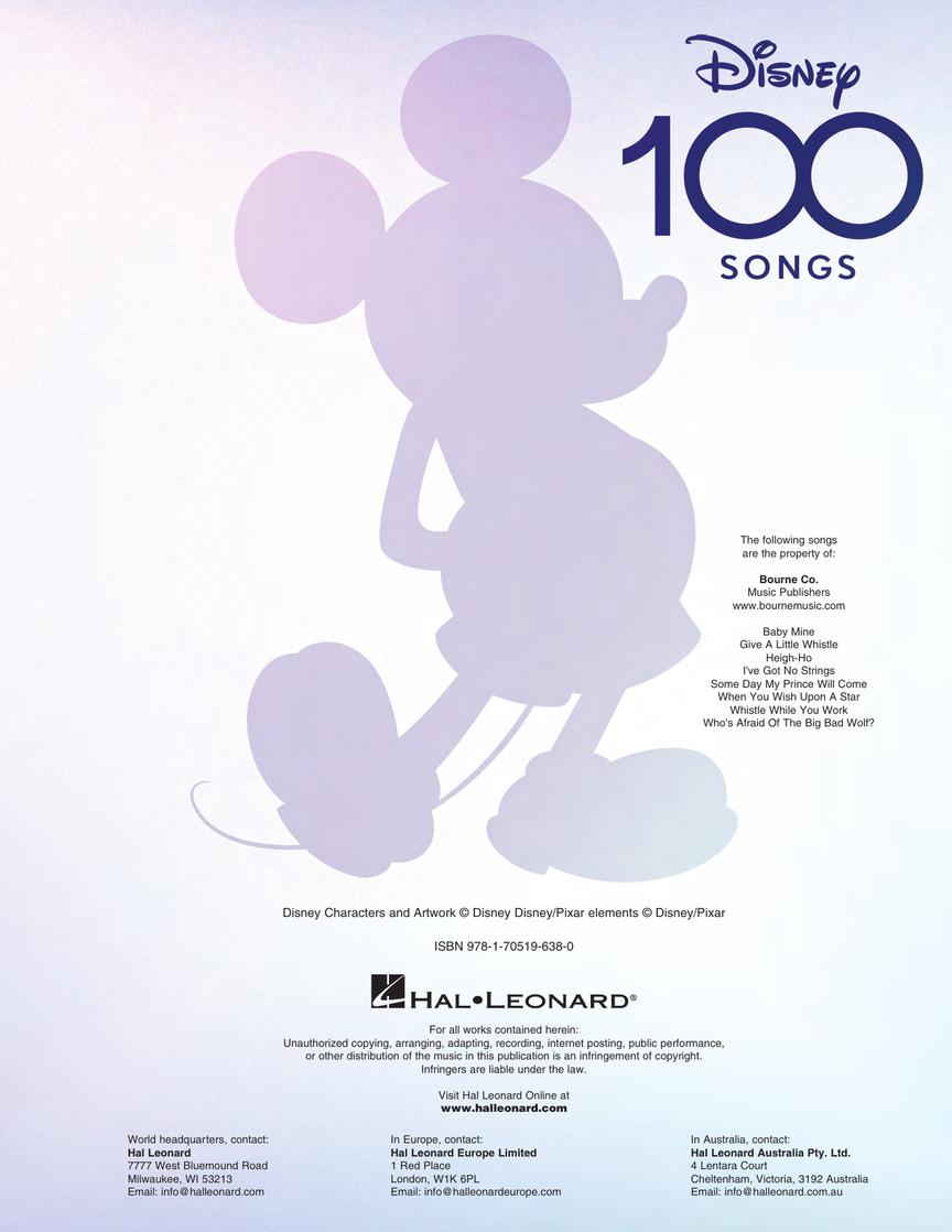 Disney 100 Songs - MLC Songbook Hal Leonard 1224313