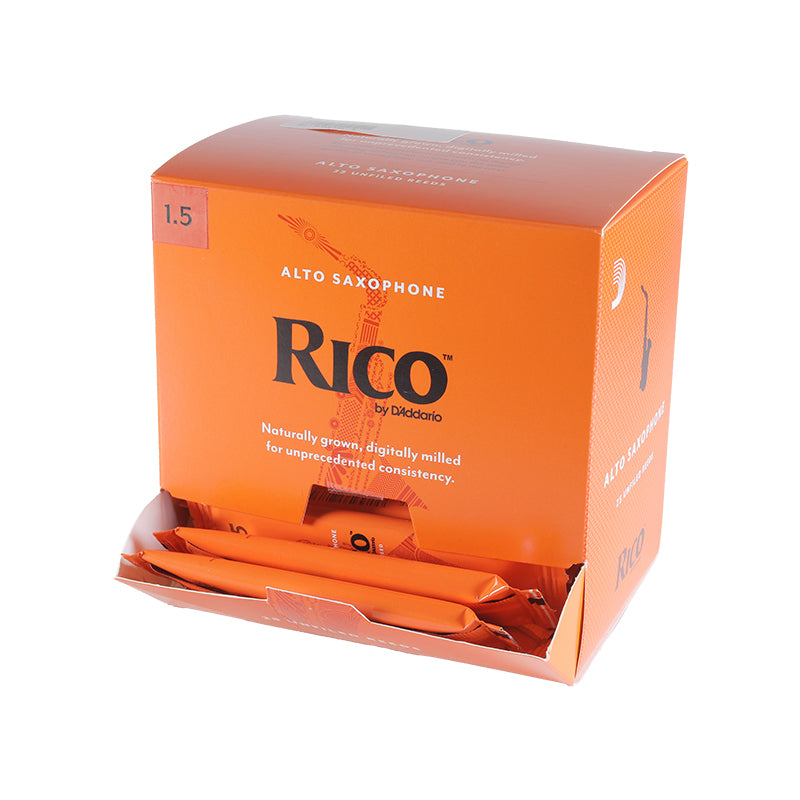 Rico Alto Saxophone Reeds, Strength 1.5, 25-Pack