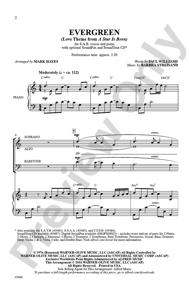 Evergreen – SAB Choral Octavo (Digital Download)