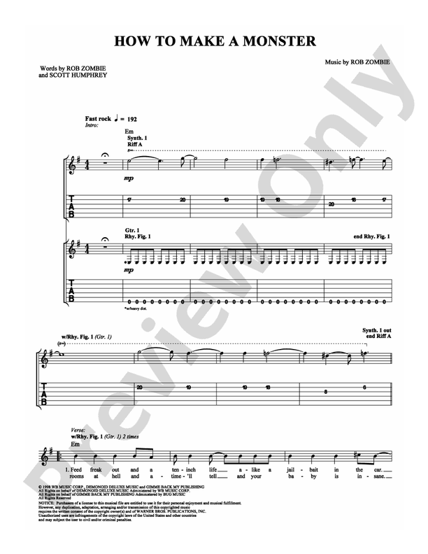 How to Make a Monster - Guitar TAB (Digital Download)