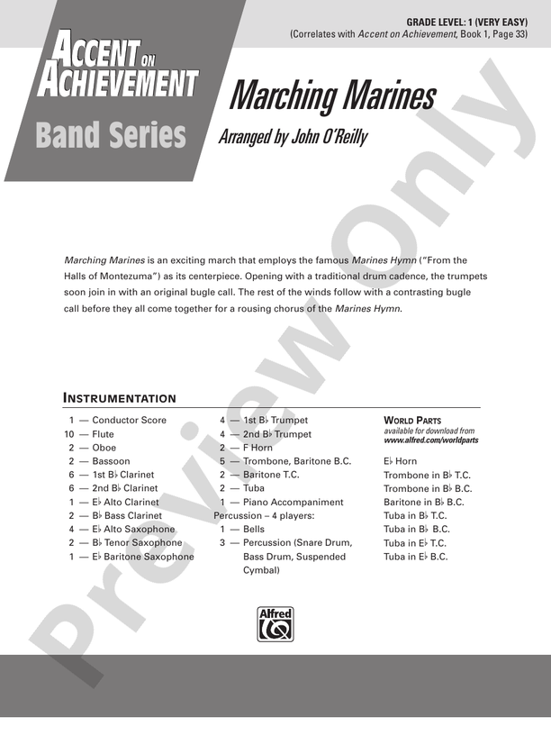 Marching Marines - Concert Band Conductor Score & Parts (Digital Download)
