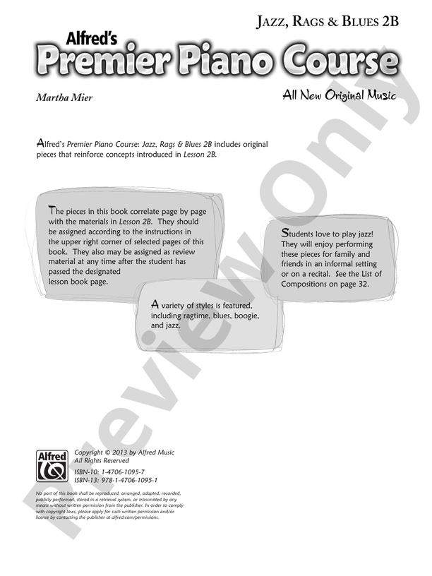 Premier Piano Course, Jazz, Rags & Blues 2B (Digital Download)