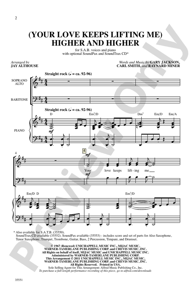 (Your Love Keeps Lifting Me) Higher and Higher - SAB Choral Octavo (Digital Download)