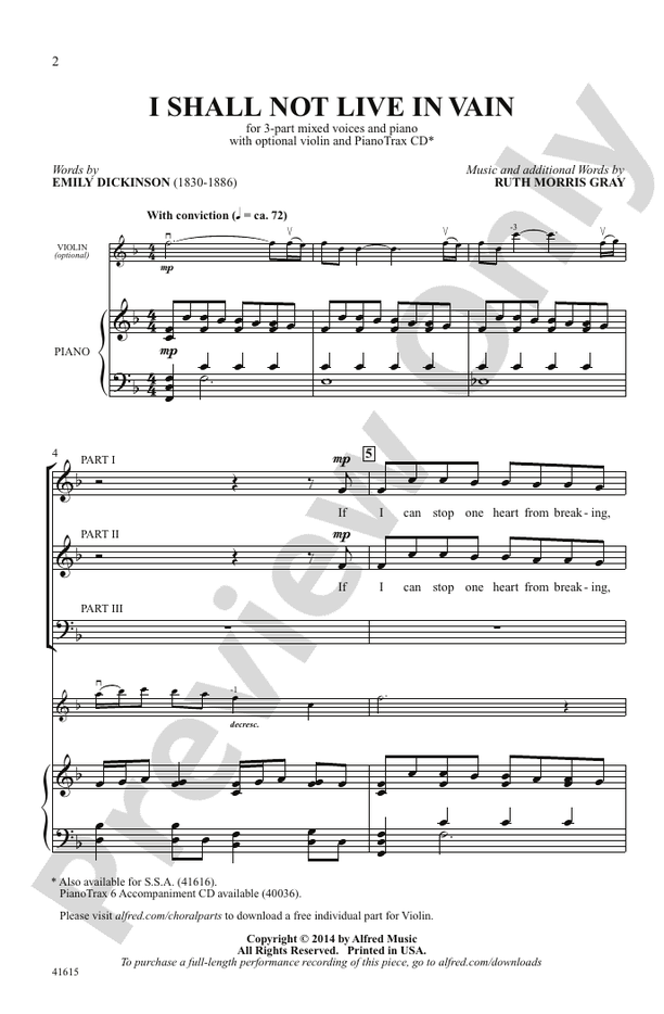 I Shall Not Live in Vain – 3-Part Mixed Choral Octavo (Digital Download)