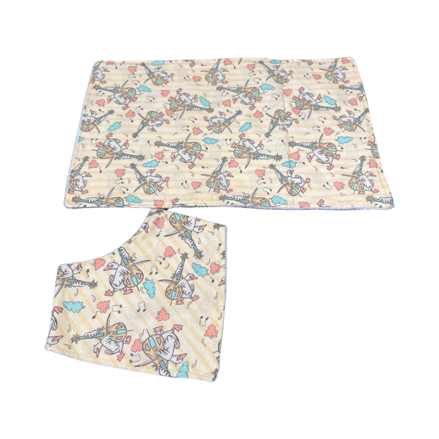 Baby Bib and Burp Cloth with Musical Ducks Playing Cello/Bass Yellow