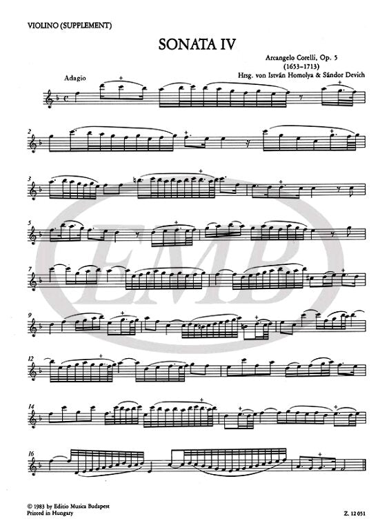 Corelli - 12 Sonatas Op5 Volume 1B - Violin/Basso Continuo EMB Z12051