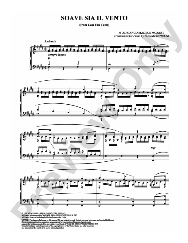 Mozart - Soave Sia Il Vento - Piano (Digital Download)