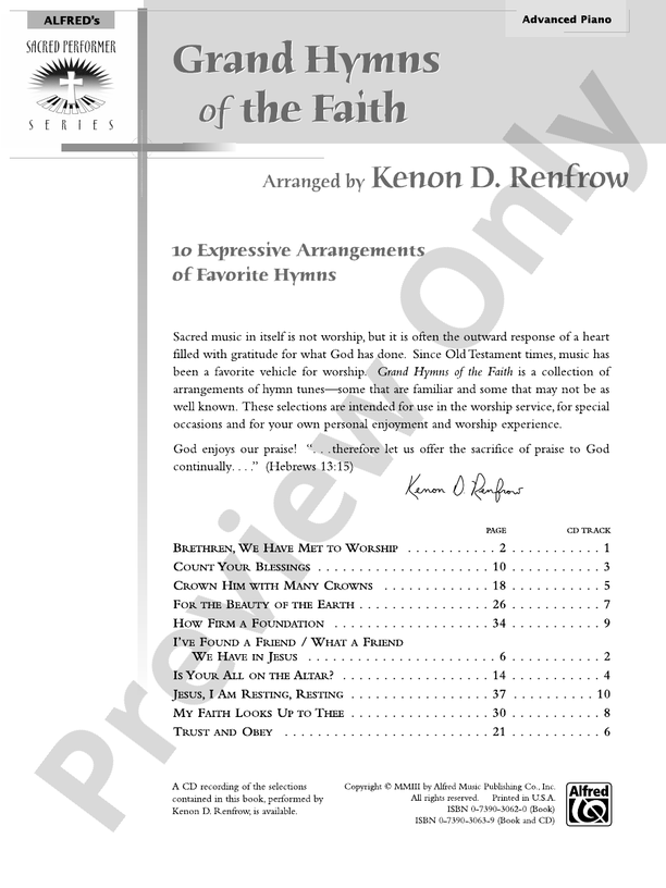 Grand Hymns of the Faith: 10 Expressive Arrangements of Favorite Hymns - Piano (Digital Download)