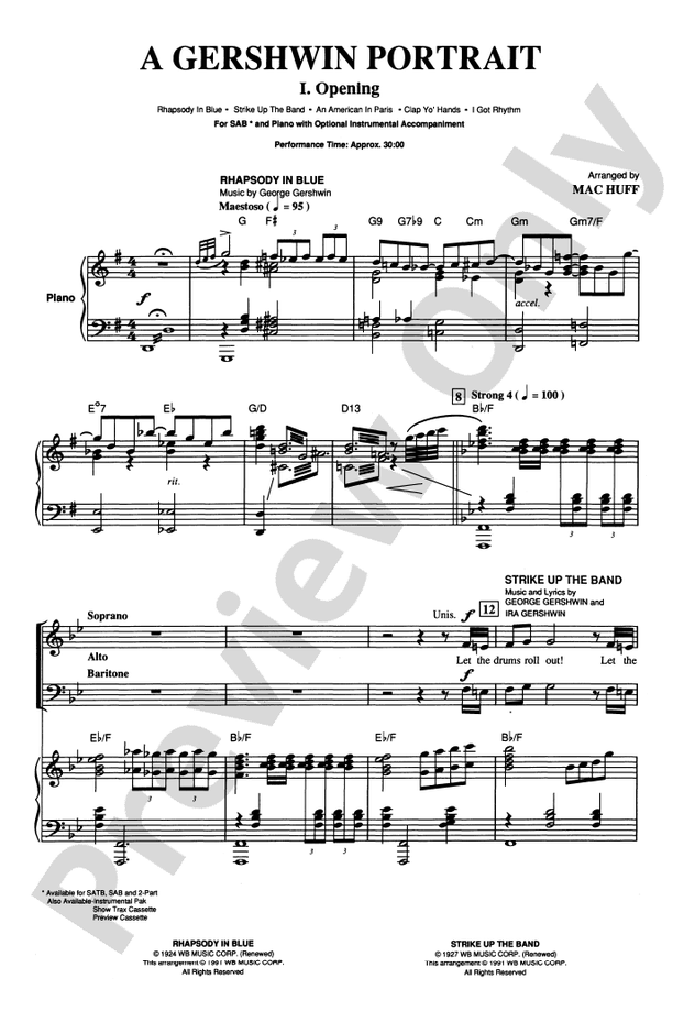 A Gershwin Portrait! The Music of George and Ira Gershwin - SAB Choral Octavo (Digital Download)