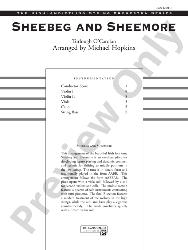 Sheebeg and Sheemore – String Orchestra Conductor Score & Parts (Digital Download)